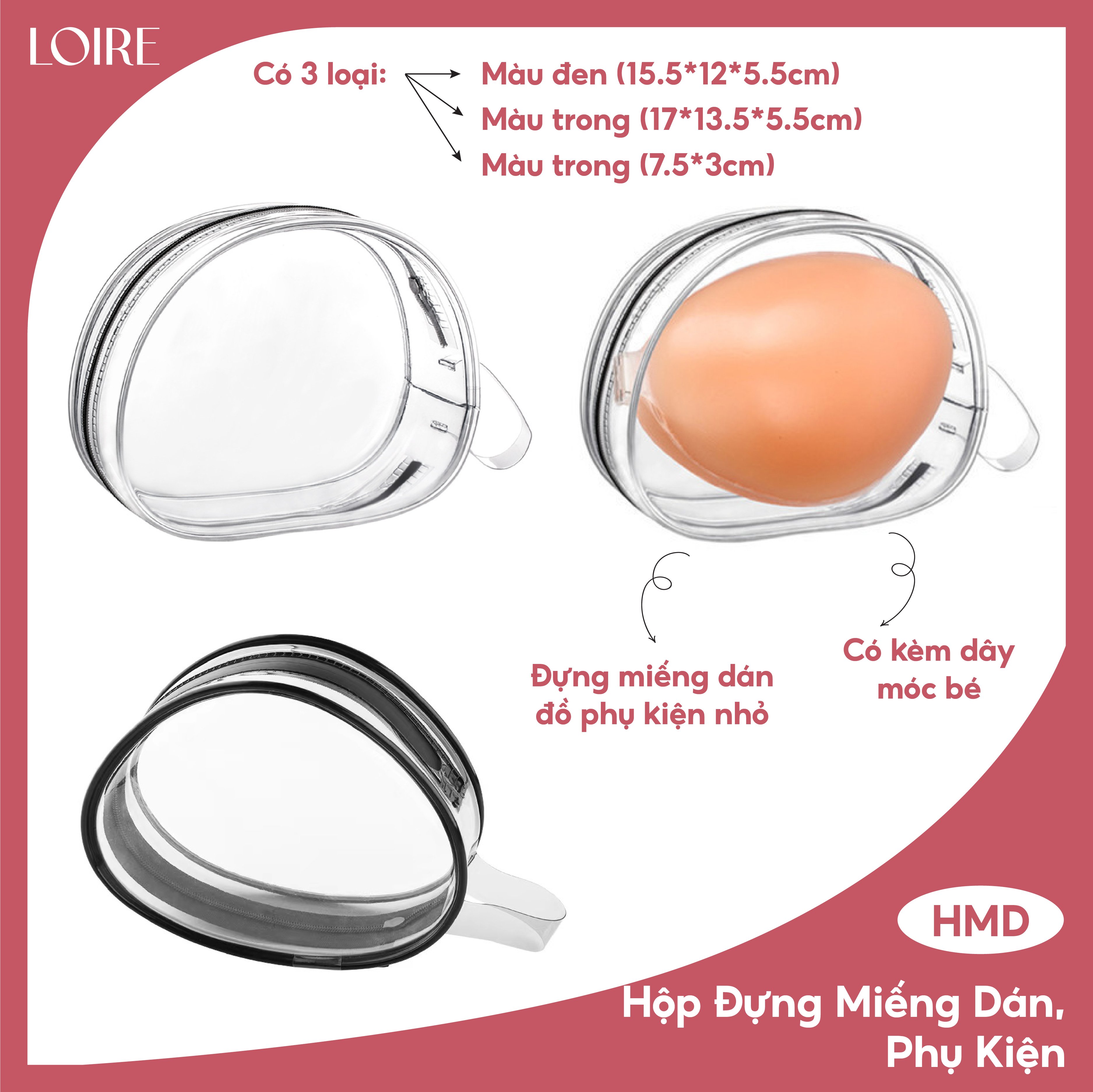 Hộp đựng miếng dán màu đen Loirechic HMD03 (15.5*12*5.5)