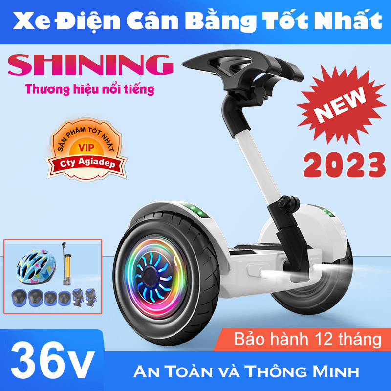 Xe điện cân bằng Shining 2 chế độ tay Lái + Chân kẹp Loại mới 2023