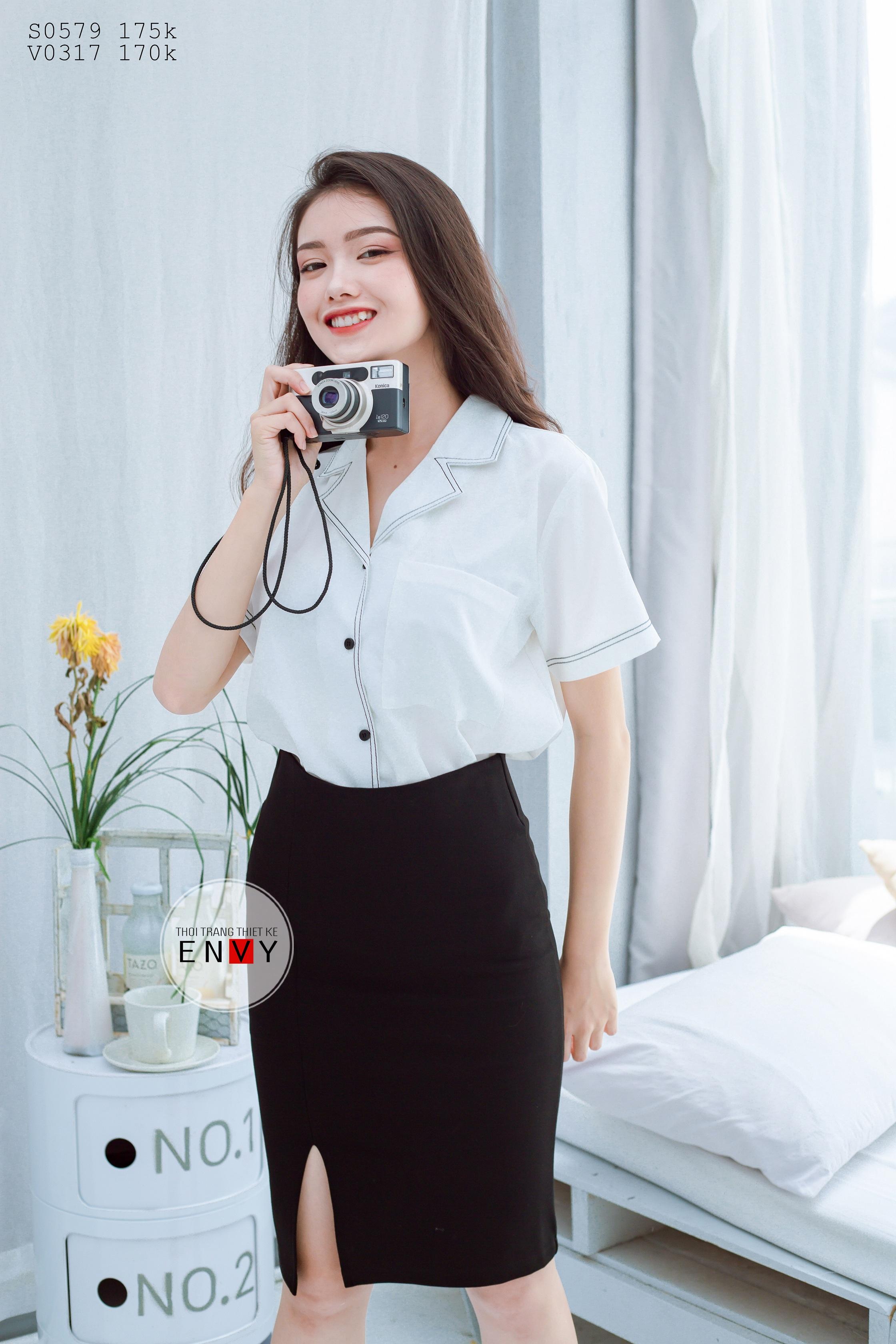 Áo sơ mi nữ viền Casso ENVY S0579