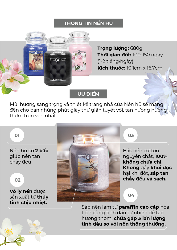 Combo Đèn Lồng Đốt Nến & Nến hũ Goose Creek 680g