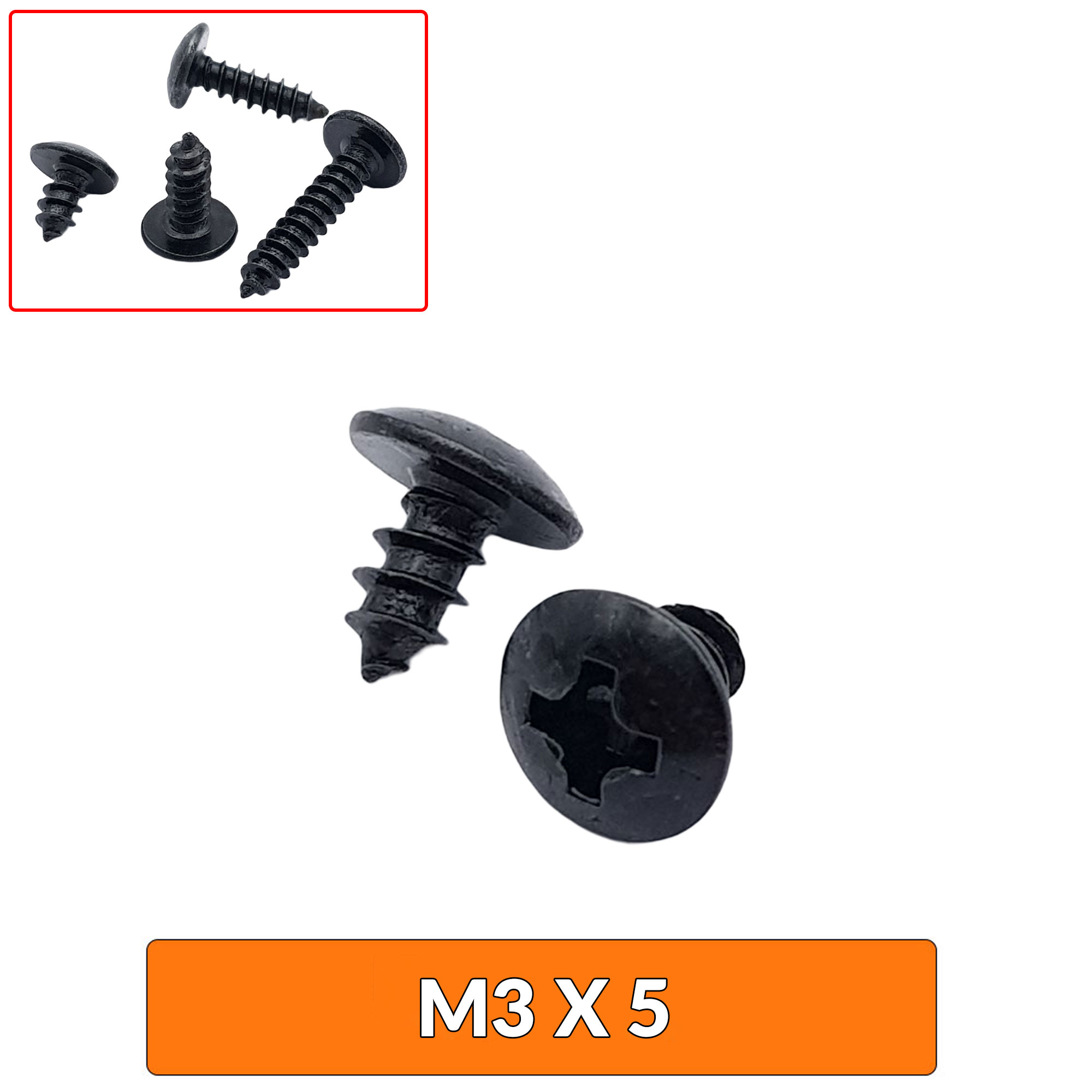 Vít nhọn M3 có mũ màu đen (50 con) nhiều kích thước