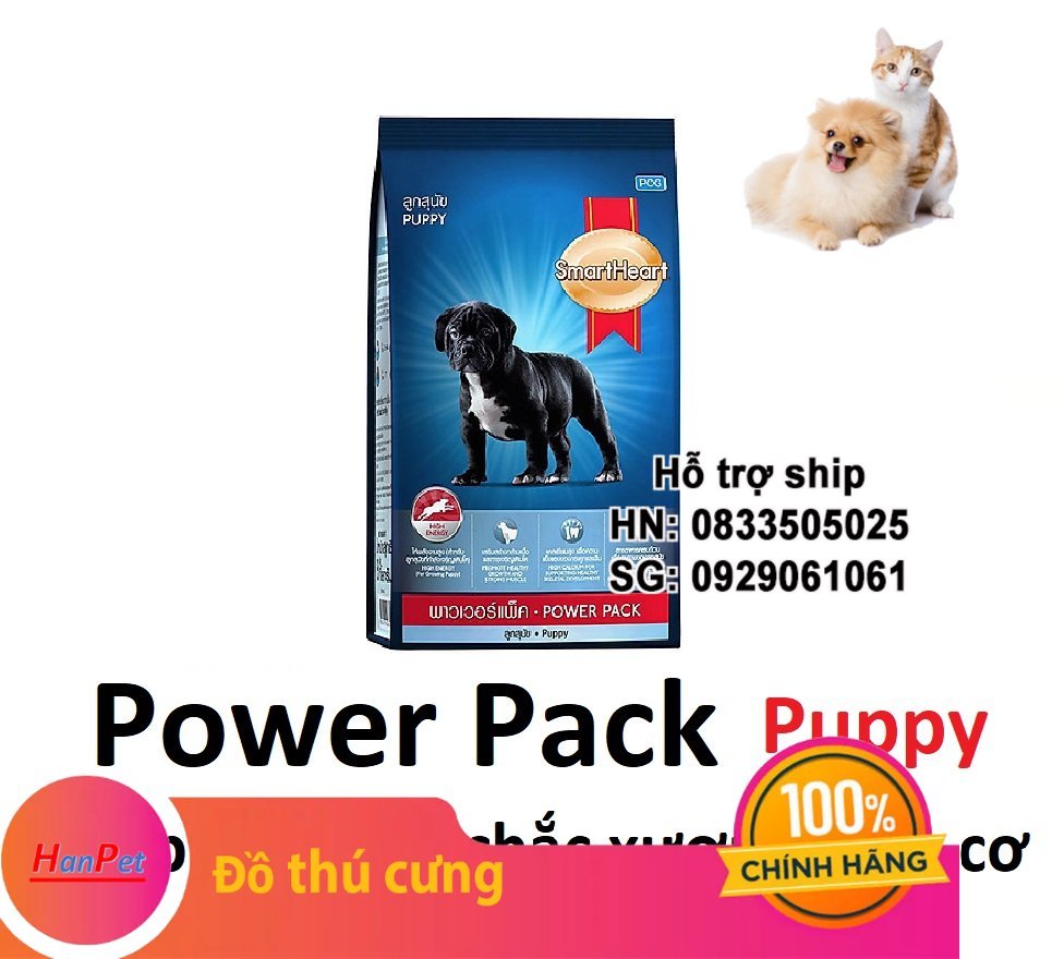 Hanpet - Smartheart Power pack Gói 3 kg Thức ăn chó tăng cơ chắc xương (hàng nhập khẩu thailand)