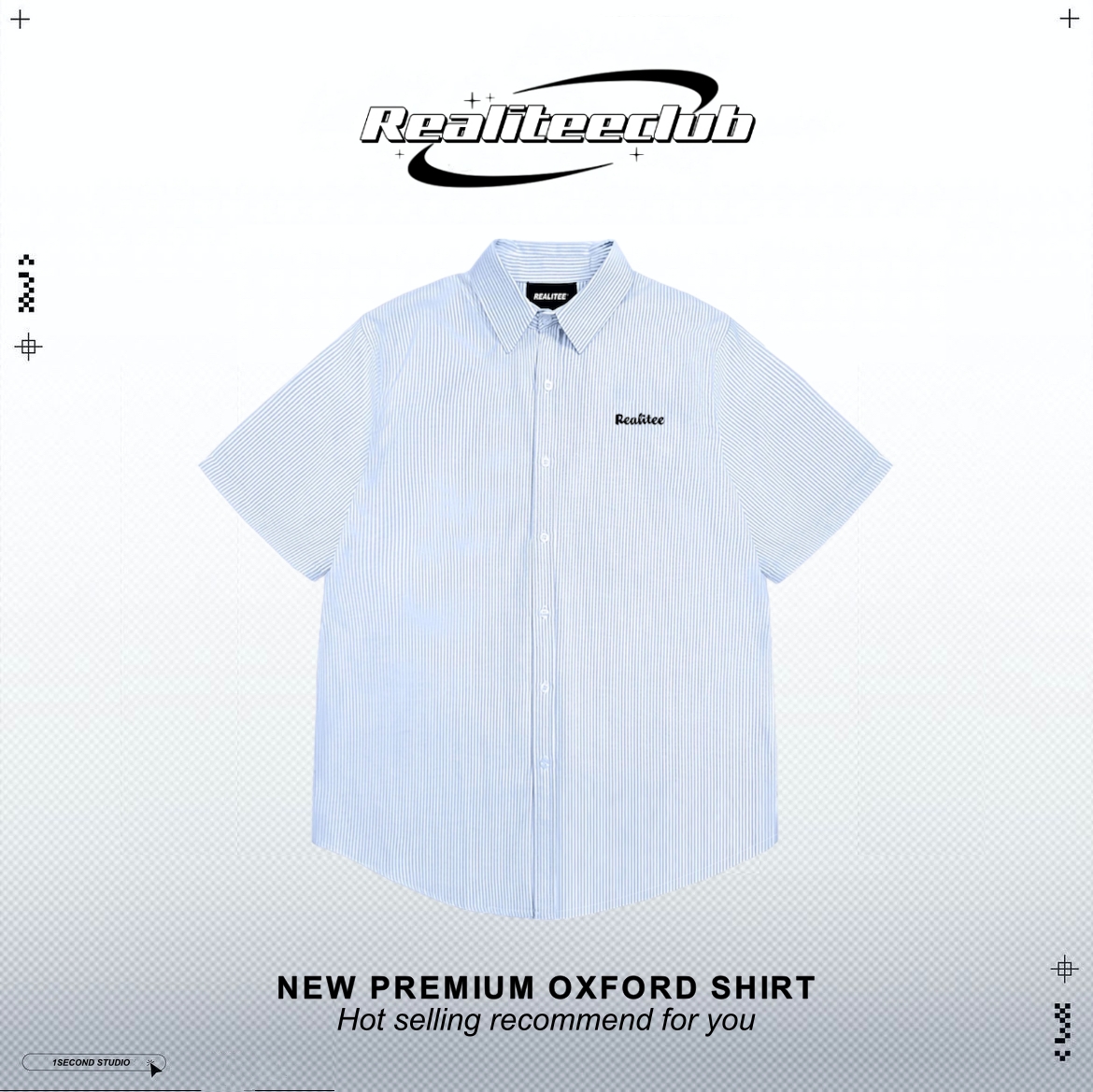 Áo sơ mi oxford ngắn tay kẻ sọc form rộng