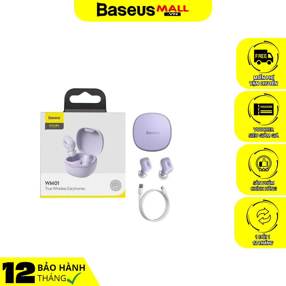 Tai nghe bluetooth 5.0 baseus wm01/wm01 plus tws chống ồn