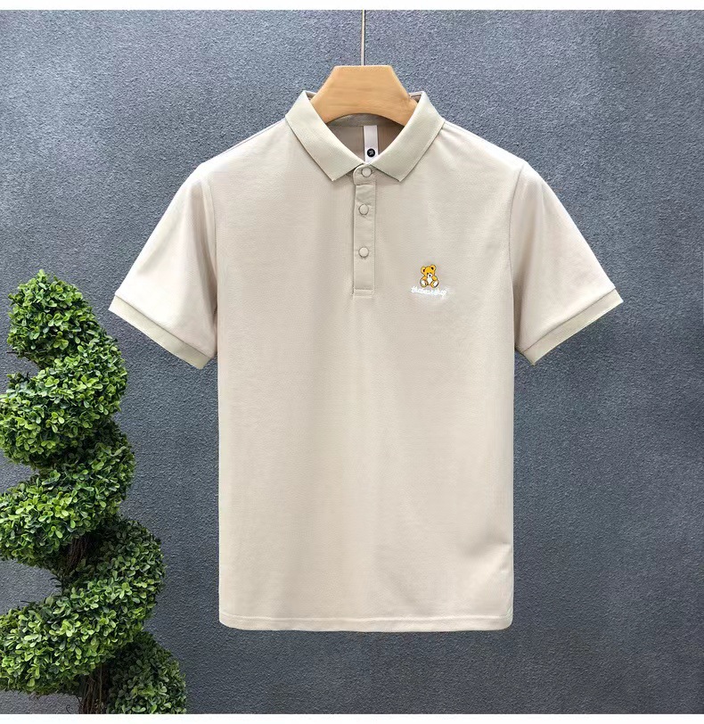 Áo thun cổ bẻ thêu gấu 3 màu chất lượng hàng đúng hình vải dày đẹp thấm hút mồ hôi