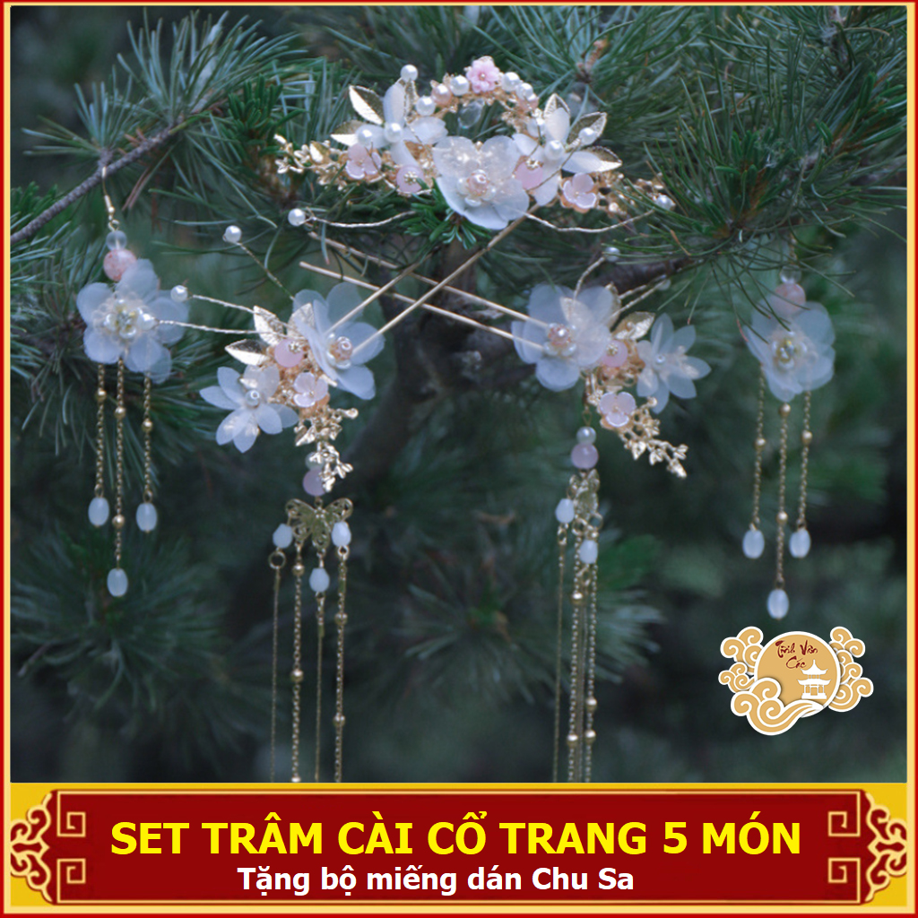 Hanfu set trâm cài tóc cổ trang 5 món SHOP TĨNH VÂN CÁC (có sẵn)
