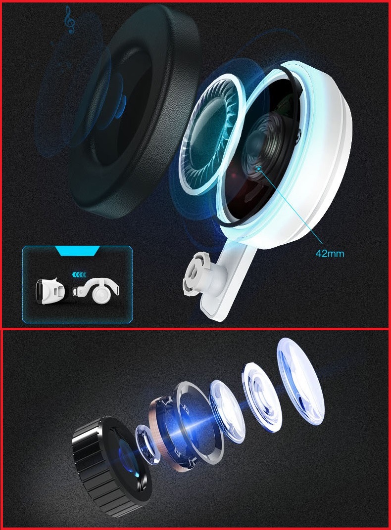 Kính VR Shinecon 6.0 G06EB có tai nghe hỗ trợ xem phim 3D trên điện thoại thông minh