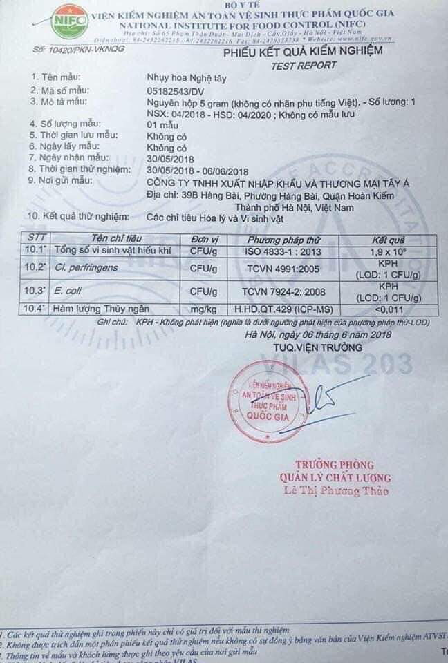 0.5g Saffron ngâm với 100ml mật ong