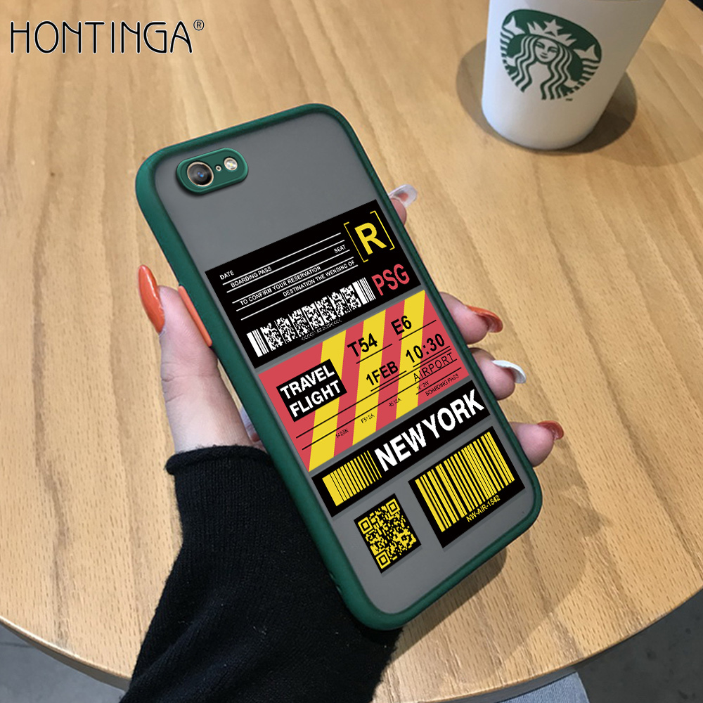 Hontinga Casing Case For OPPO A57 A39 Case Creative Flight Ticket Frosted Transparent Hard Back Cover Lens Camera Protector Phone Case Soft Silicone Edge Full Cover Casing Hard Case For Boys For Girls