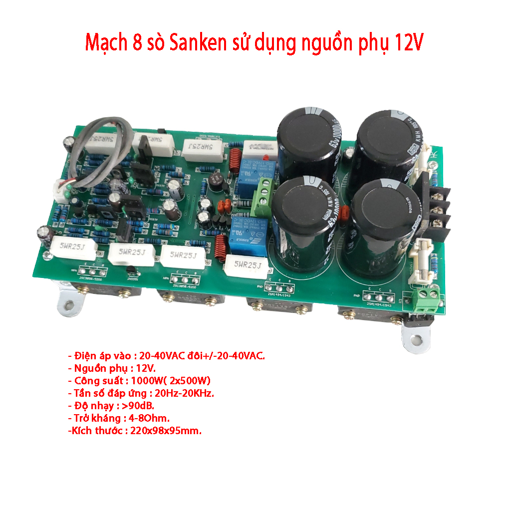 Mạch khuếch đại 8 sò sanken 2 kênh - linh kiện 789