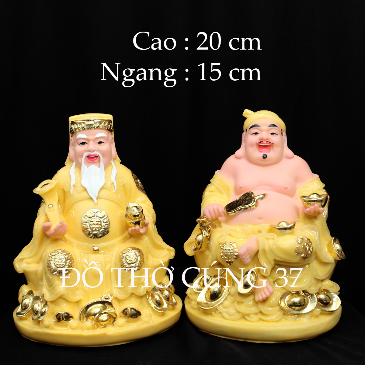 [ Cao 20 cm ] TƯỢNG THẦN TÀI  THỔ ĐỊA  MÀU VÀNG - ĐẾ TRÒN [ BỘT ĐÁ + COMPOSITE ]