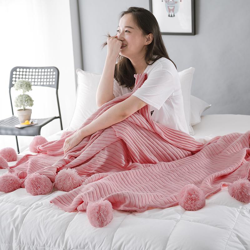 Trong Bắc Âu 100% Cotton Chăn Thường Cuối Giường Đi Chăn Mô Hình Trang Trí Sô Pha Cửa Sổ Lồi Hổ Thủ Công Bóng