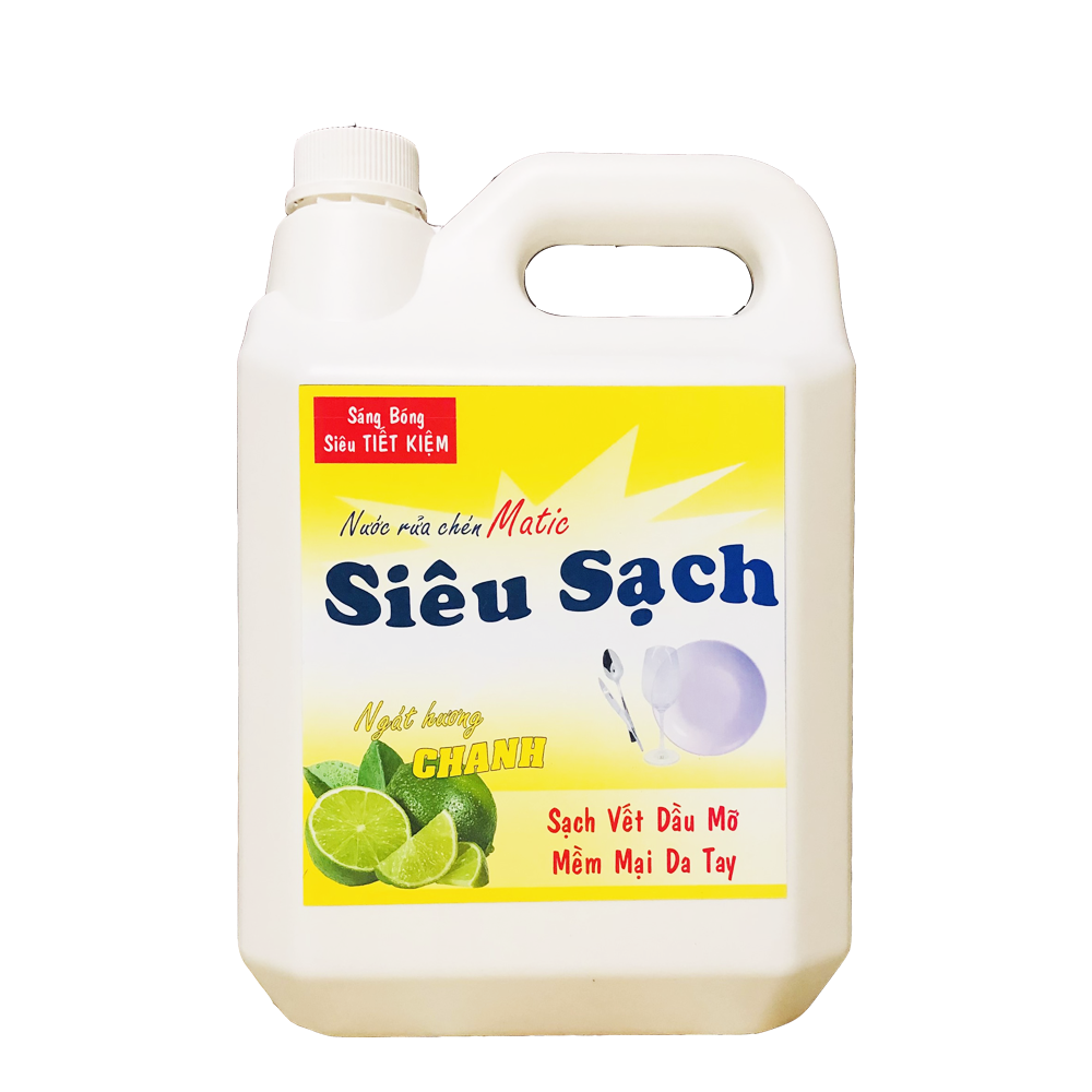 Nước rửa chén hương chanh Siêu Sạch can 5kg đậm đặc