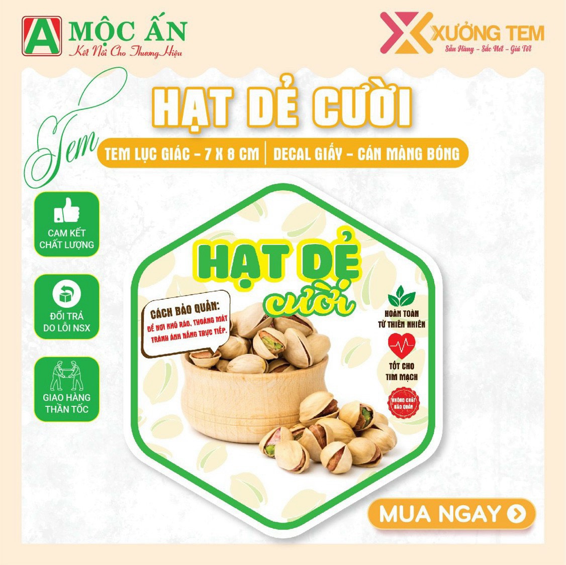 55 Tem Dán, Nhãn Dán các loại hạt- Cán Bóng Đẹp 7x8cm