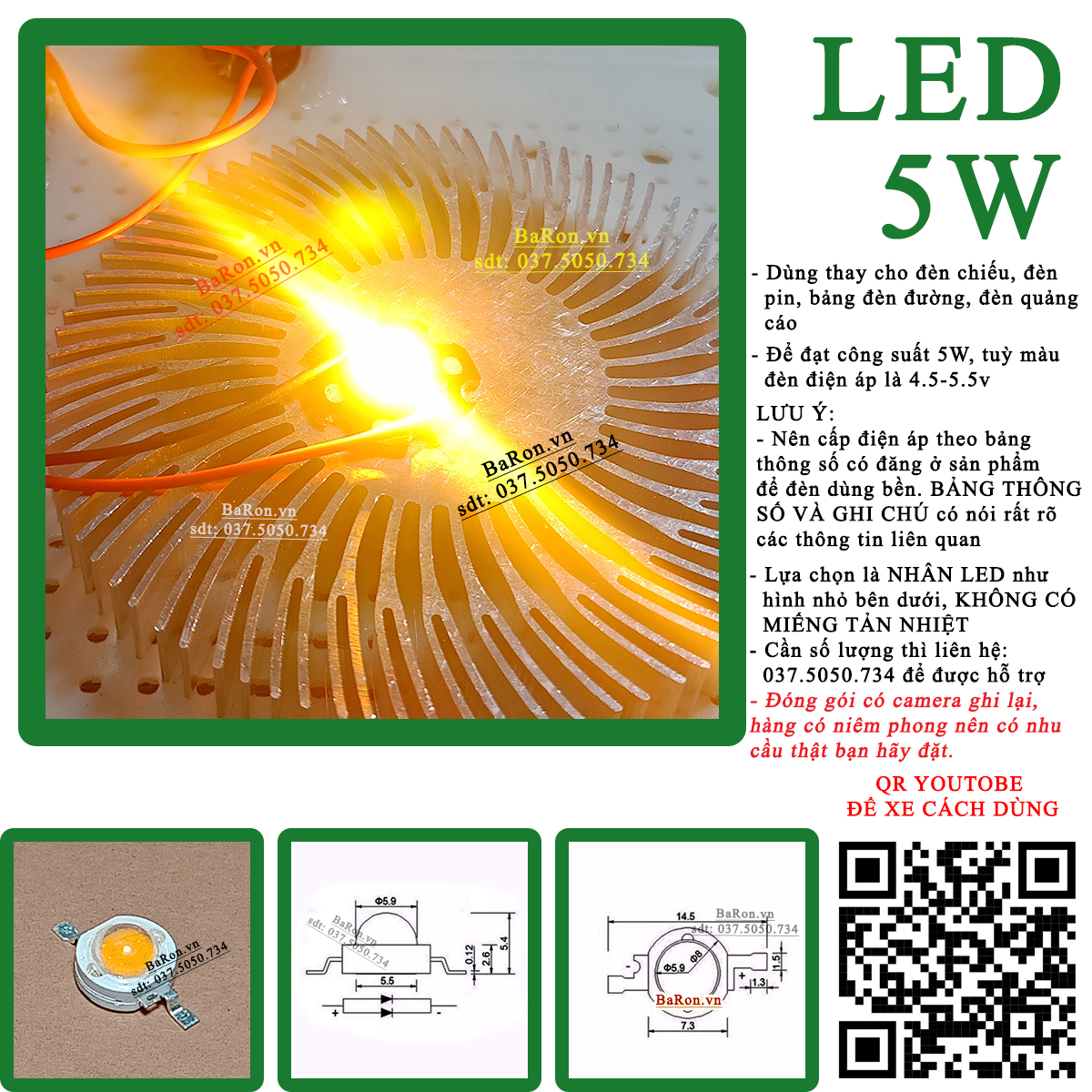 Bóng led siêu sáng 5w (9 màu đèn) lựa chọn
