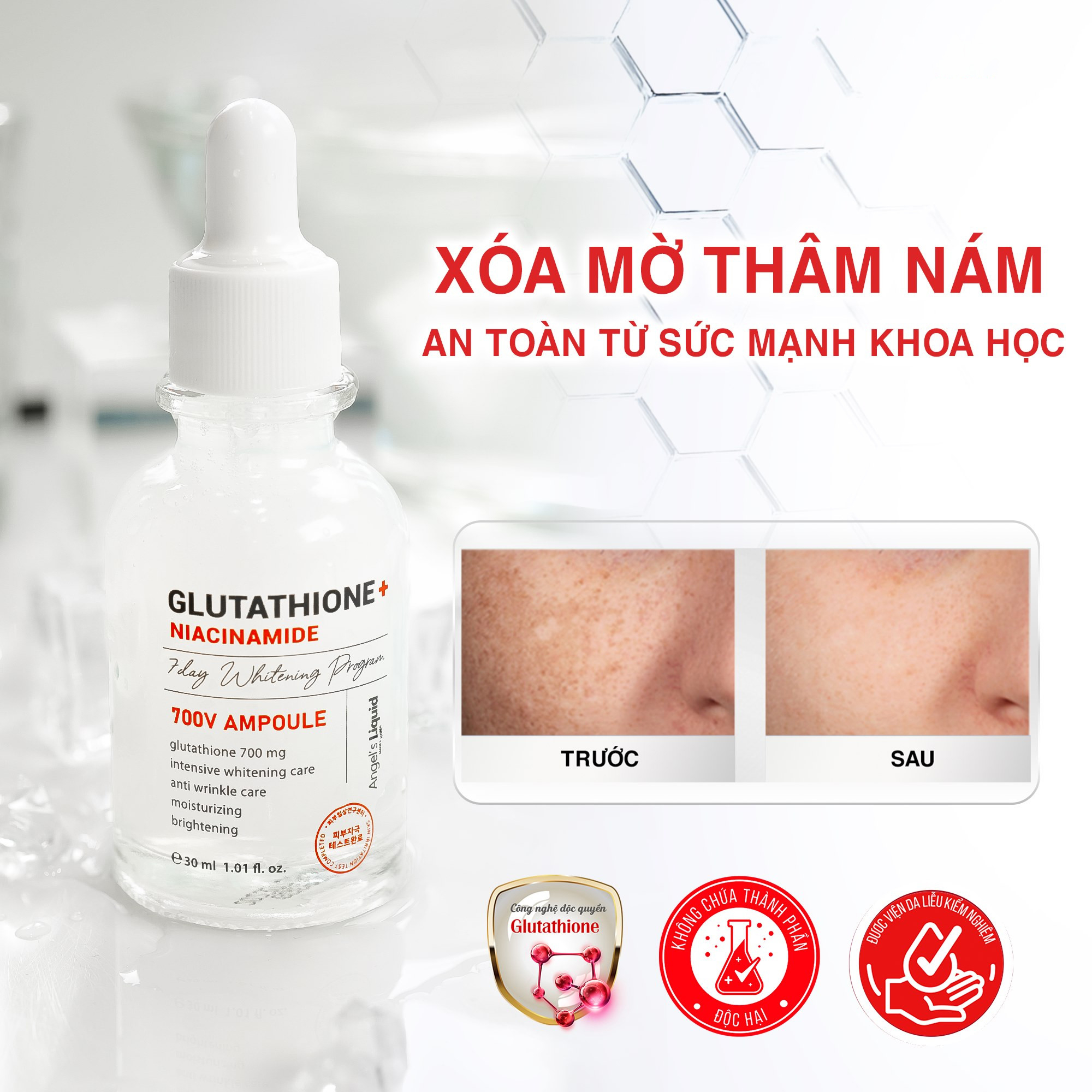 Combo mờ thâm nám, dưỡng trắng, se khít chân lông Angel's Liquid (Toner Niacinamide 150ml + Serum Niacinamide 30ml)