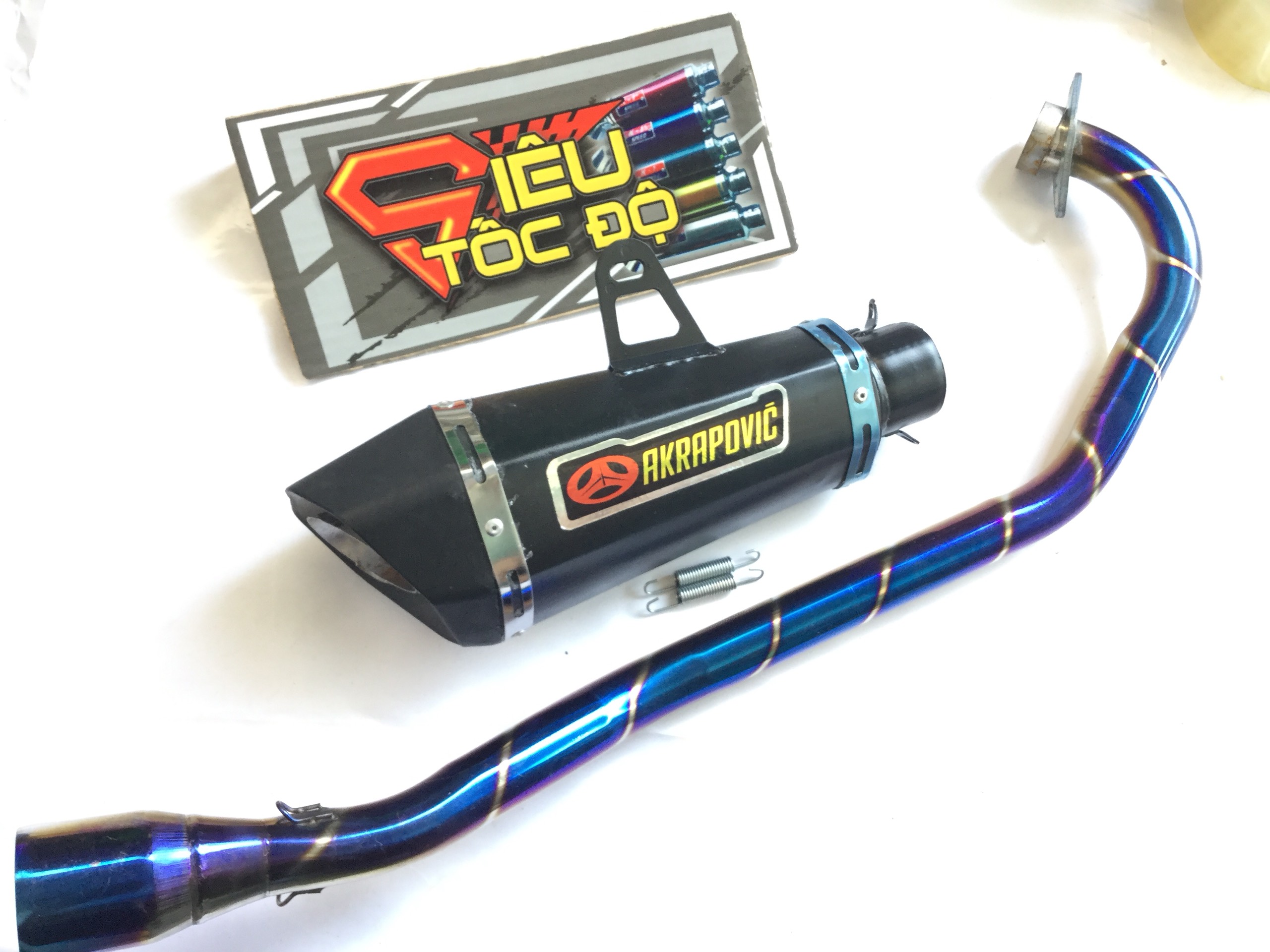 Combo pô akapovic đen bao gồm cả cổ pô titan độ cho xe exciter 135