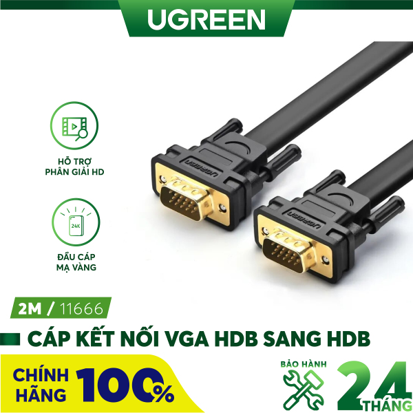 Bảng giá Dây cáp kết nối VGA HDB 15 đực sang HDB 15 đực dài từ 1-30M UGREEN VG101 VG105 - Hãng phân phối chính thức Phong Vũ