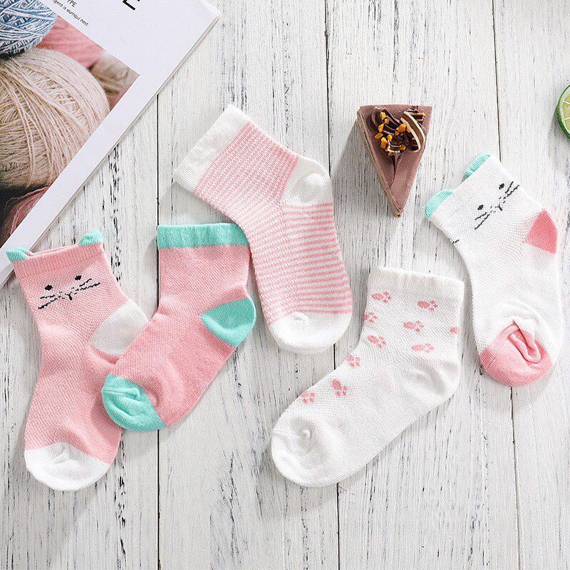 Set 5 đôi tất vớ cổ cao cho bé