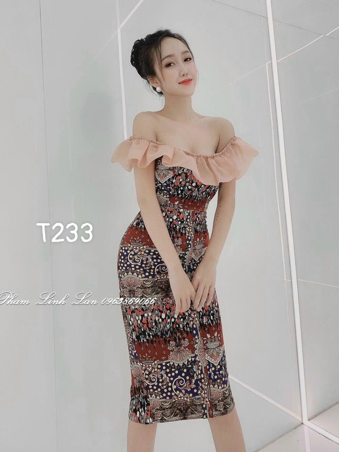 Đầm body có mút ngực thun deo chuyên nhiệt T233