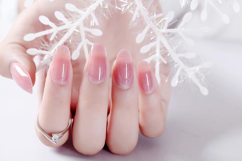 Bộ 24 Móng tay giả hồng trơn đẹp (kèm dũa+keo dán)