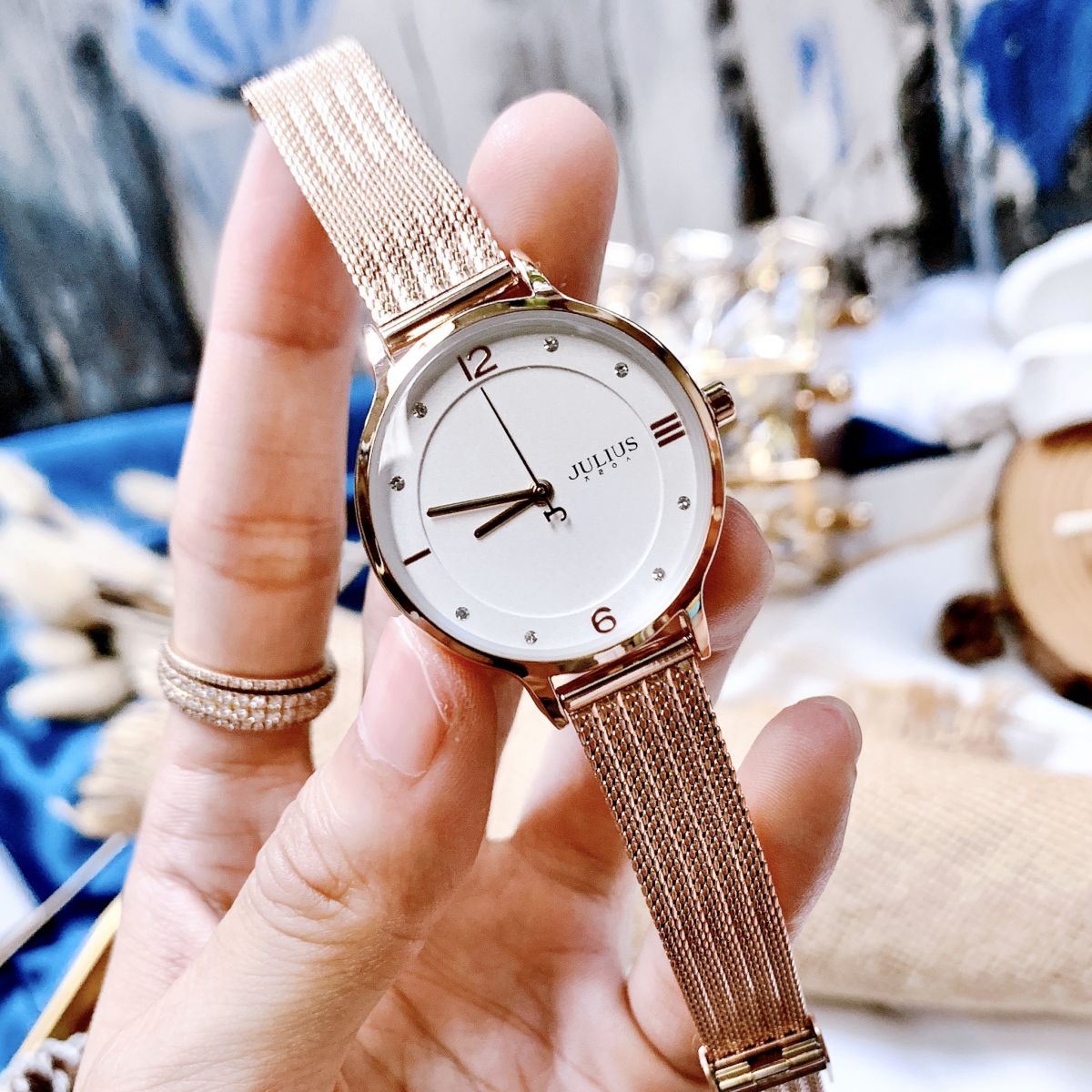 Đồng hồ nữ Julius Hàn Quốc JA-1251 dây mesh (Nhiều màu)