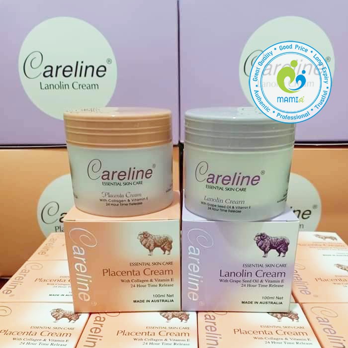 Kem dưỡng da (100ml) mỡ cừu (tím), nhau thai cừu (cam) cho mọi lứa tuổi Careline Lanolin/Placenta Cream, Úc