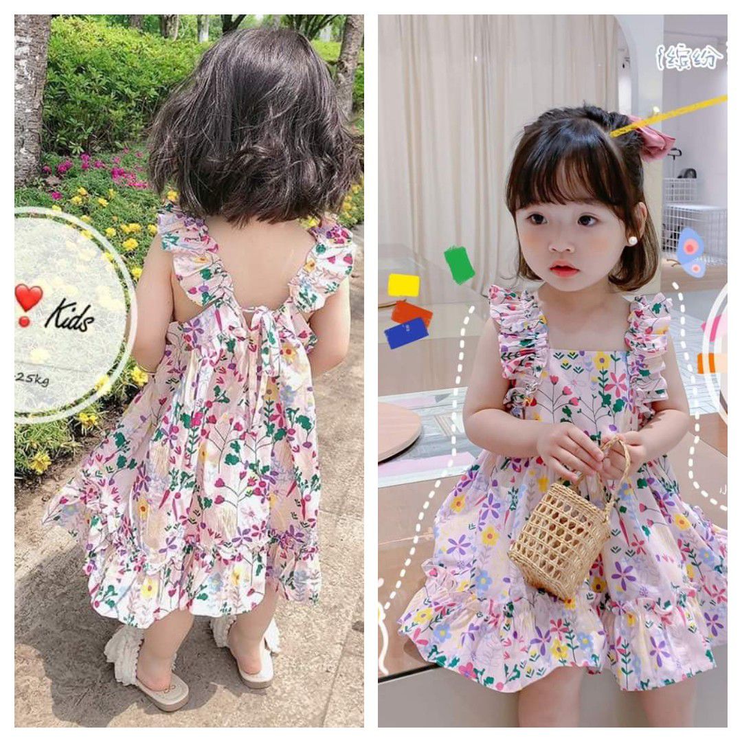 Váy hoa 2 dây cho bé gái
