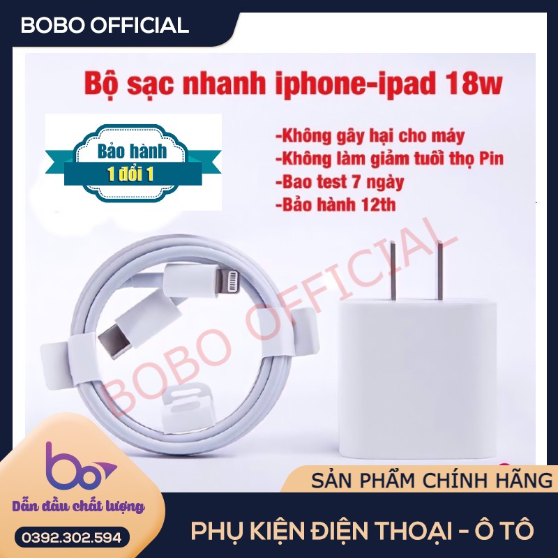 BỘ CỦ CÁP SẠC NHANH 18W IPHONE - BH 12 THÁNG