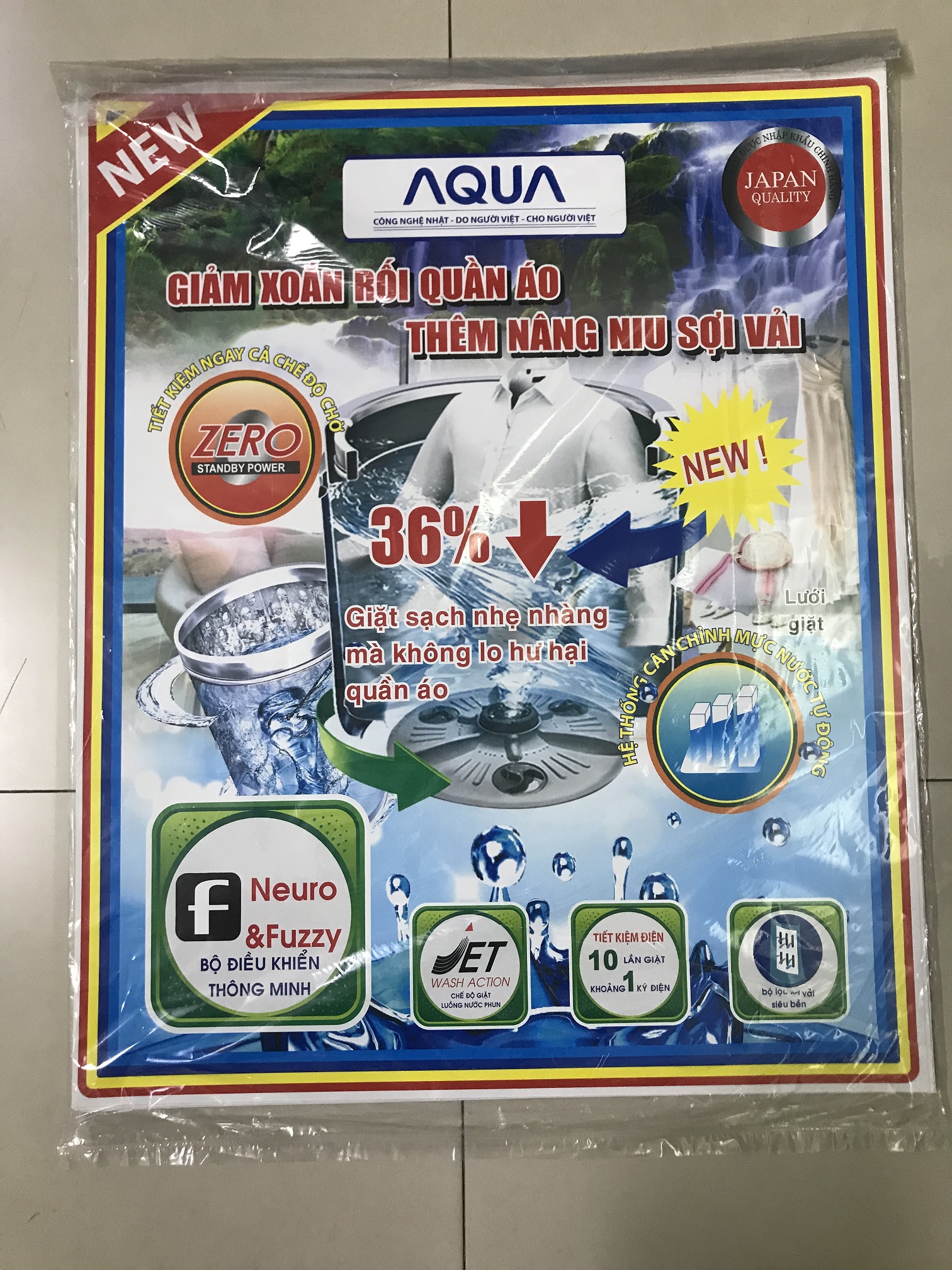 [HCM]Tem dán máy giặt Aqua/ Miếng dán máy giặt Aqua (mẫu 1)