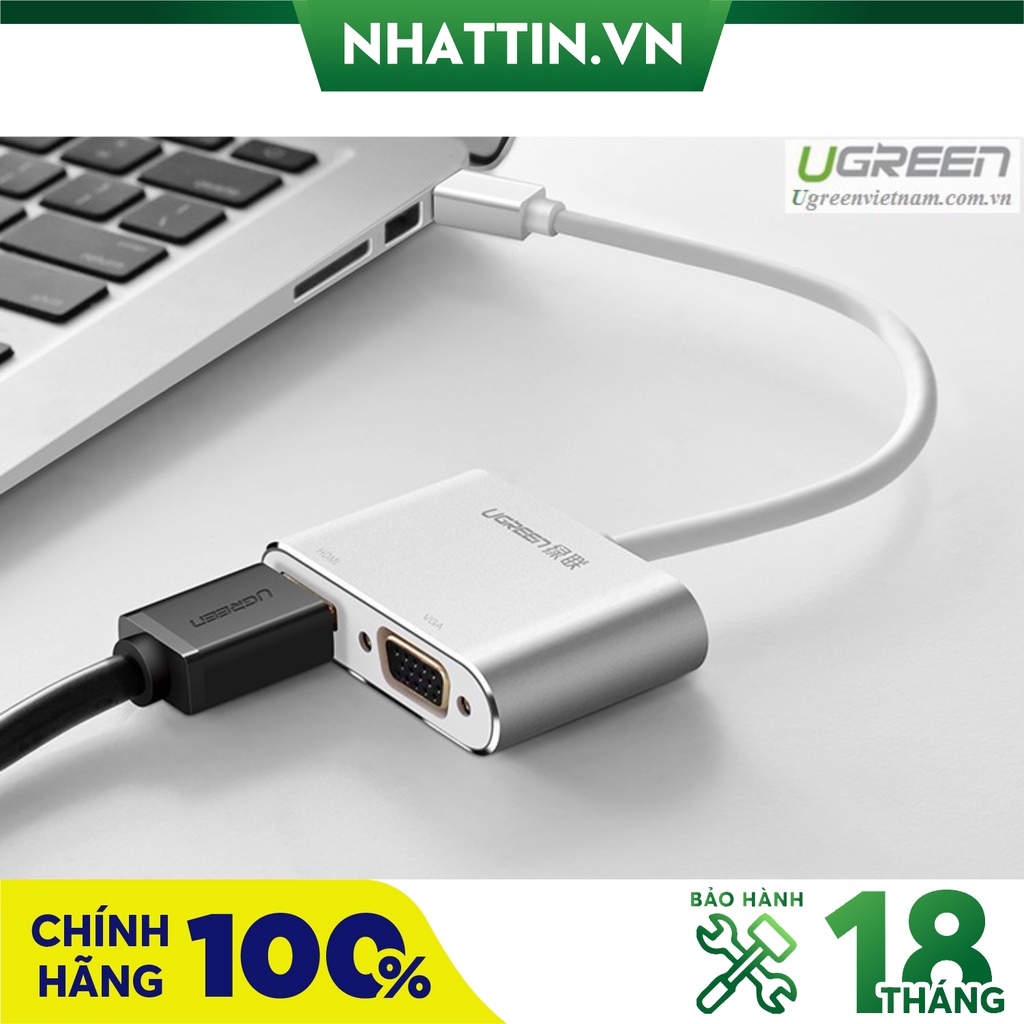 Cáp chuyển đổi mini displayport to hdmi / vga chính hãng ugreen 20421 màu bạc - phân phối chính hãng