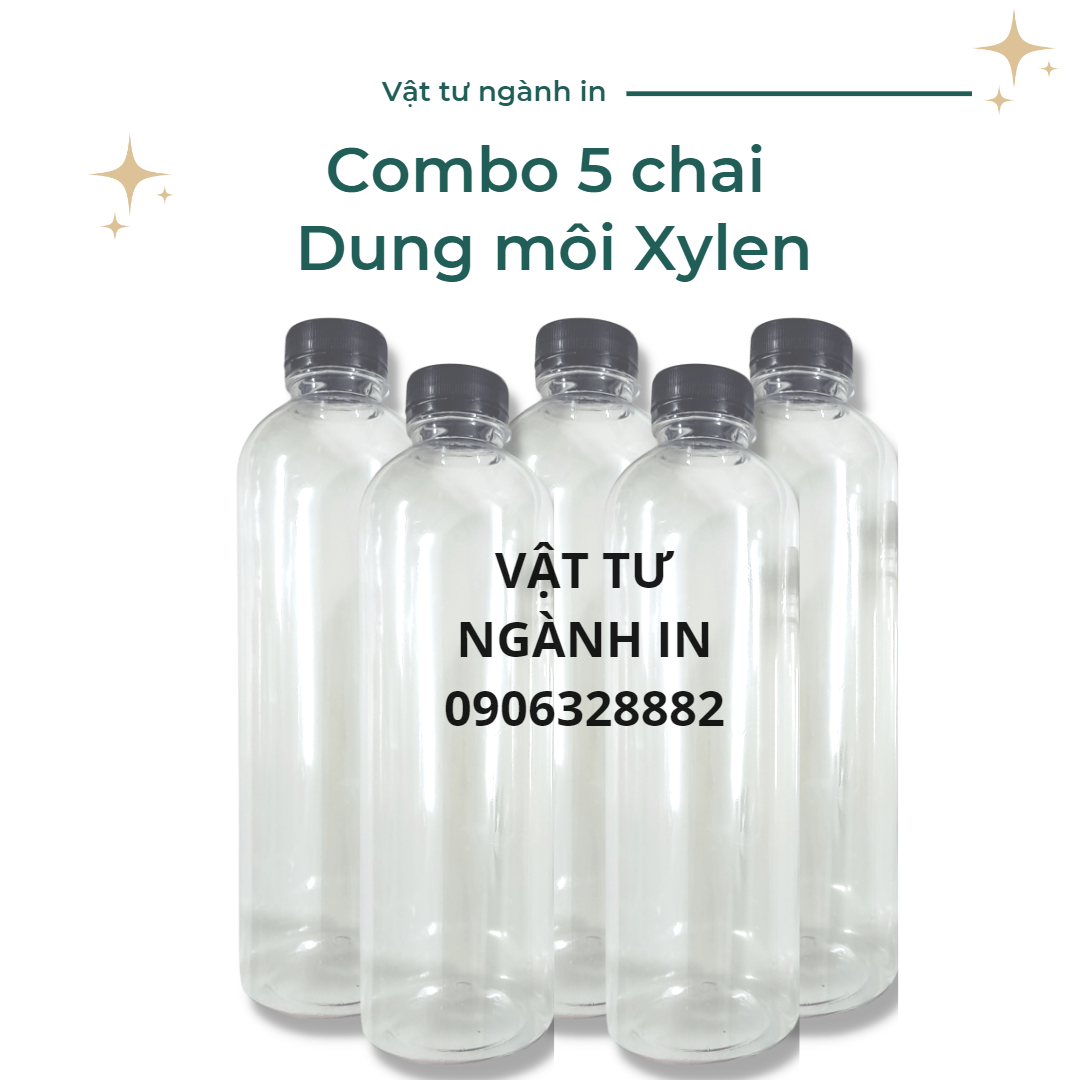 Combo 5 chai 1 lít dung môi Xylen pha sơn, chùi mực in, pha keo con chó