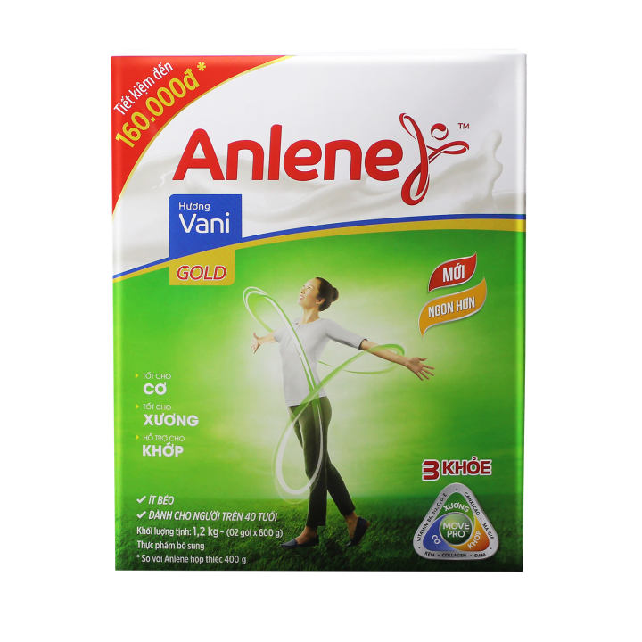 Hộp giấy sữa bột Anlene Gold Movepro Vanilla 1.2KG