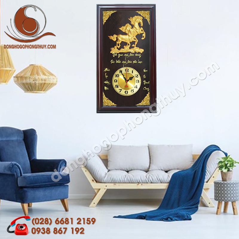 [HCM]ĐỒNG HỒ GỖ SONG MÃ CAO CẤP MẠ VÀNG