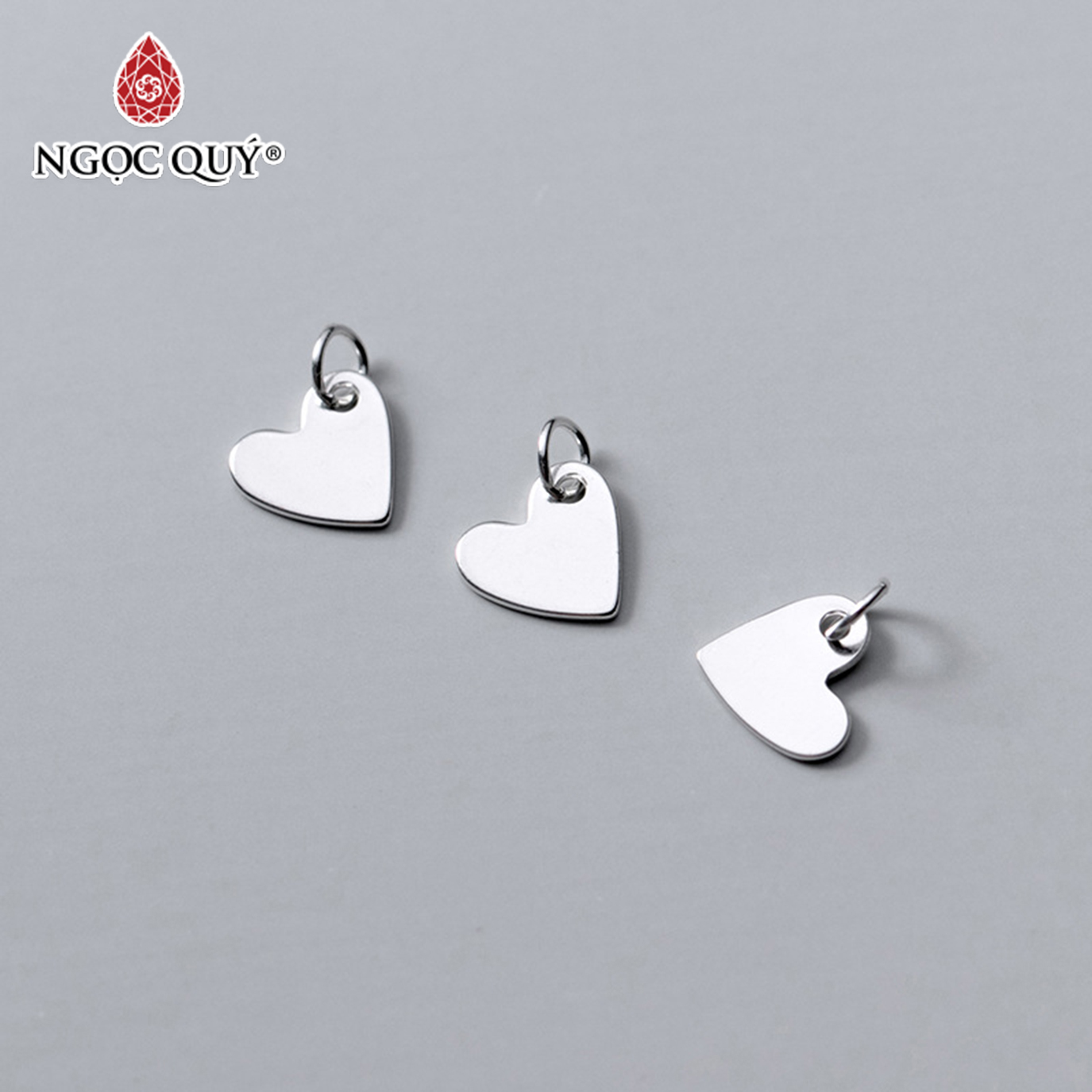 [HCM]Charm bạc trái tim trắng treo - Ngọc Qúy Gemstones