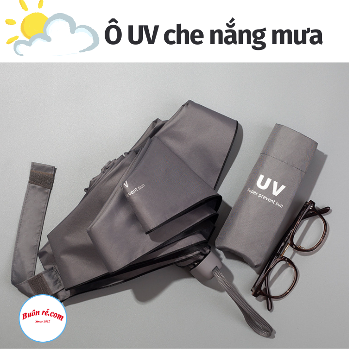 Ô gấp gọn chống tia UV - Ô dù gấp gọn tặng kèm áo mưa giấy tiện ích Br 00555