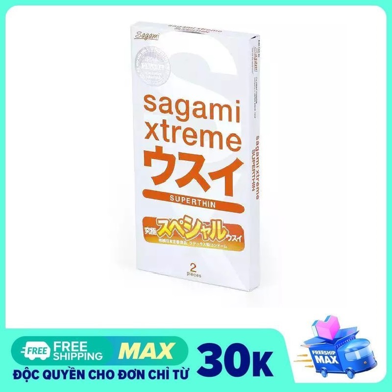 Bao cao su Sagami Xtreme Superthin kéo dài thời gian quan hệ hộp 2 bao HEBU STORE nhập khẩu