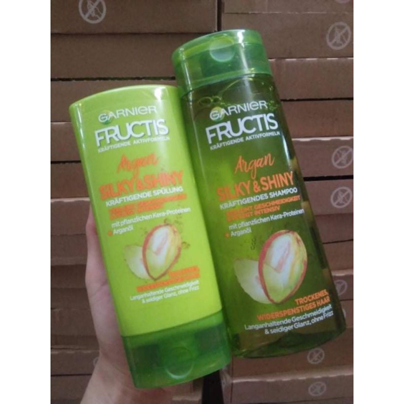 Bộ dầu gội và xả Garnier Fructis Argan Silky & Shiny