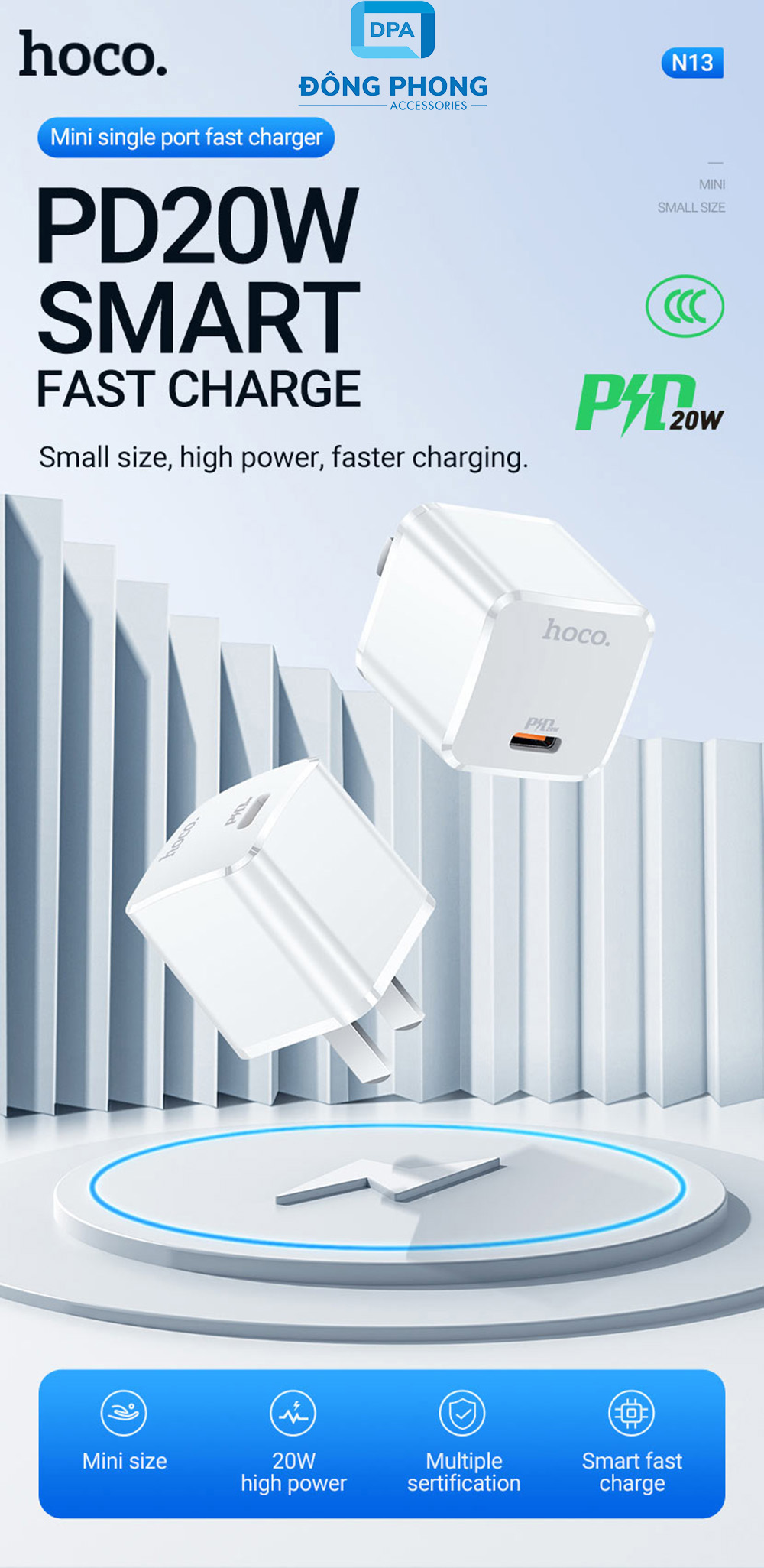 Củ Sạc Nhanh Hoco N13 PD 20W Chính Hãng