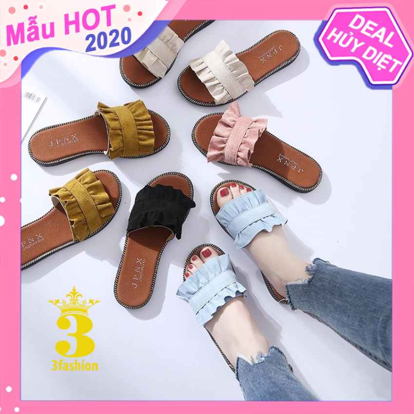 Dép Nữ 3Fashion Bèo Nhúng Mẫu Quai Dép Chắc Chắn Viền Đế Đính Kim Loại Lấp Lánh - 3143 giá rẻ