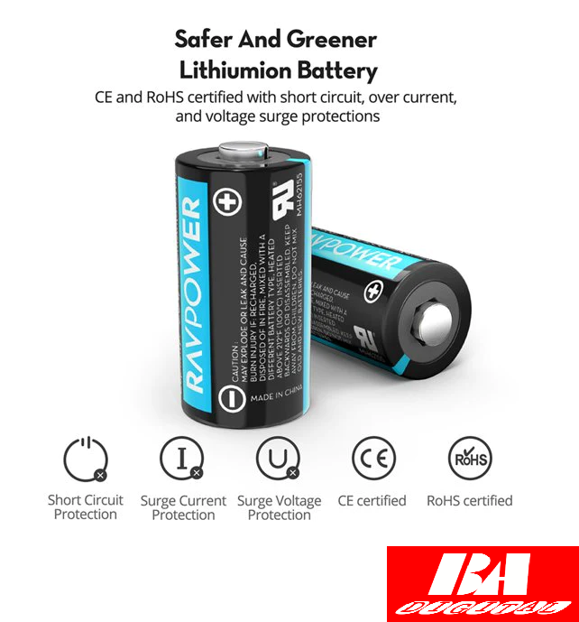 1 Pin Lithium RAVPower CR123A RP-BC001 3V