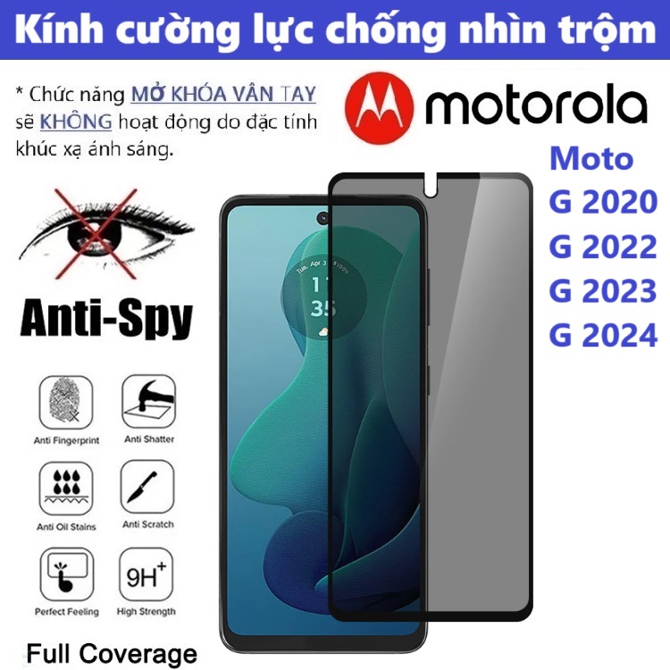 Cường lực Chống nhìn trộm Motorola Moto G 2020 / 2022 / 2023 / 2024 (Full Màn, Full Keo)