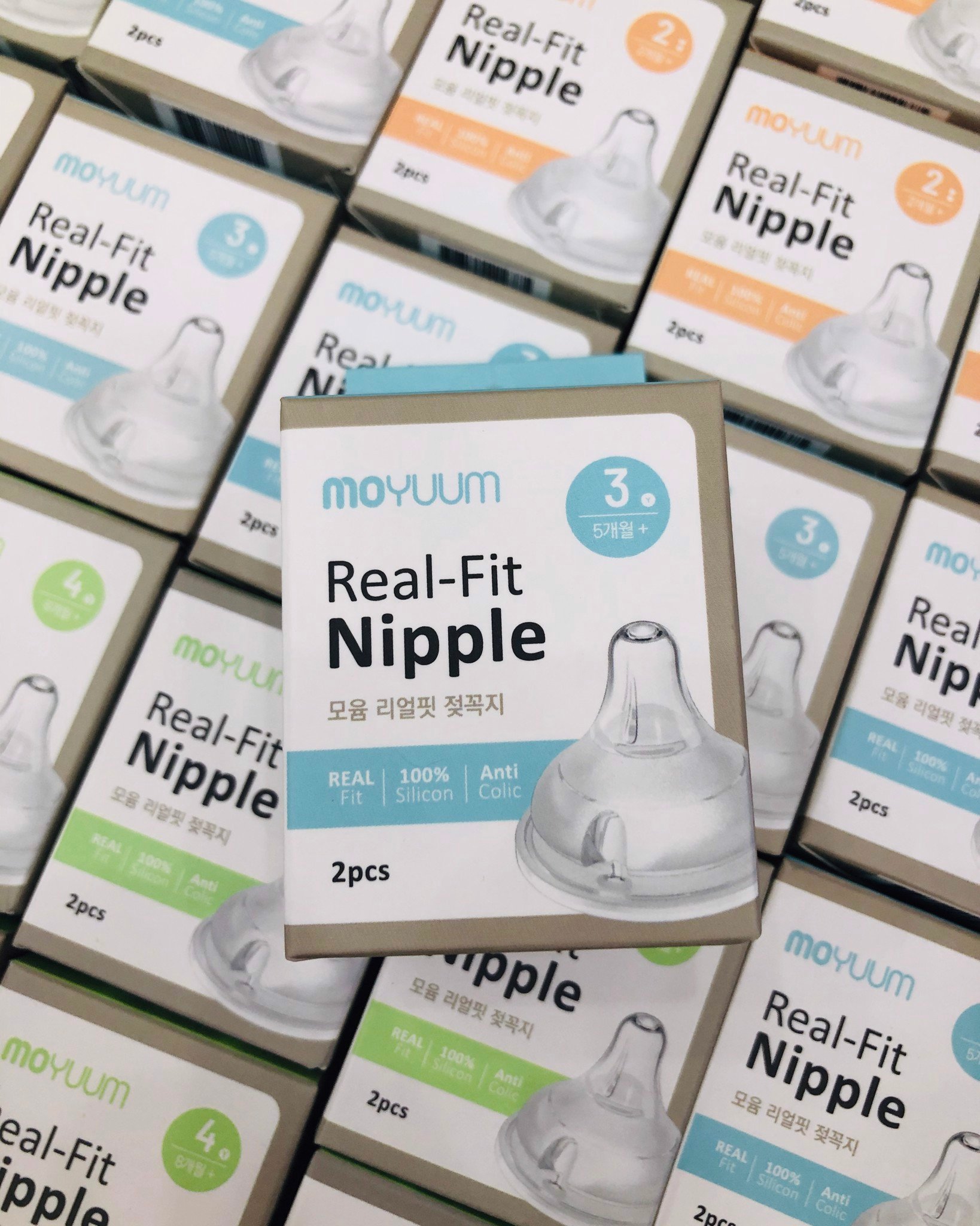 Núm ti Bình sữa Moyuum Hàn Quốc đủ size số 1, 2, 3, 4 ( 1 núm tách hộp)