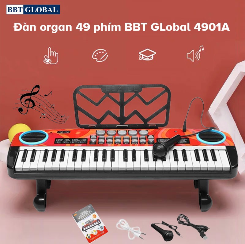 Đồ chơi âm nhạc đàn organ cho bé 49 phím bbt global 4901a