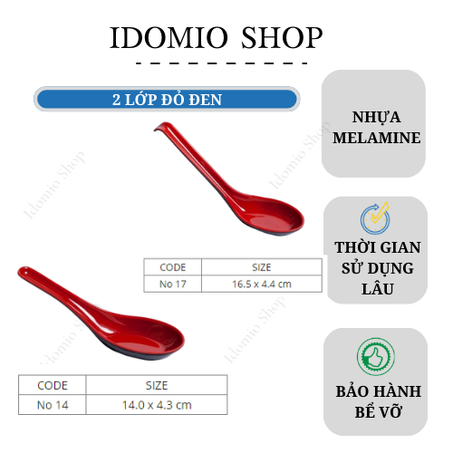 Muỗng Cơm Nhựa 2 Lớp Đỏ Đen- 10 Cái