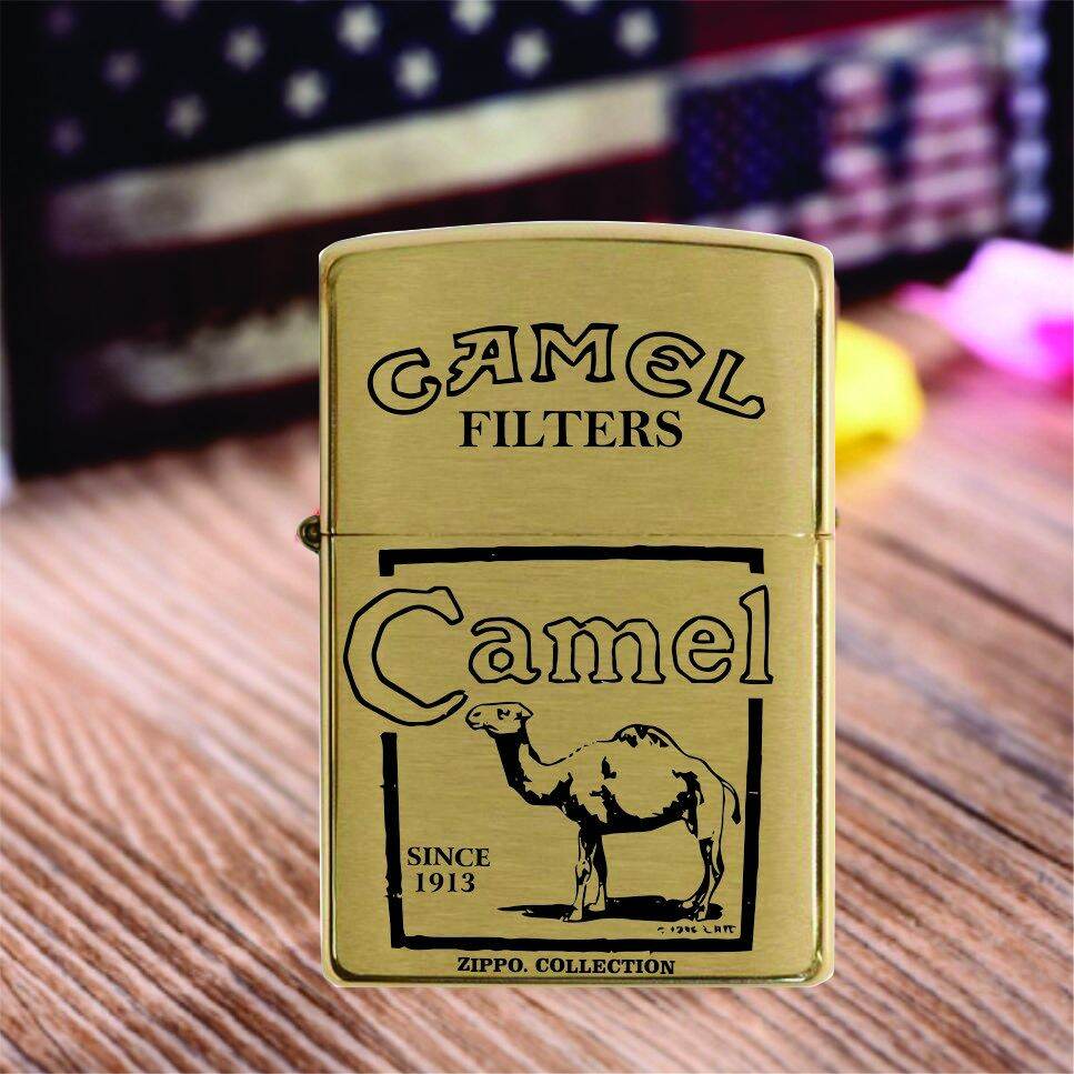 [HCM]Bật Lửa Zippo Đồng Nguyên Khối Mẫu Camel ( Tặng Kèm Đá Bấc, Chai Xăng Nhỏ).