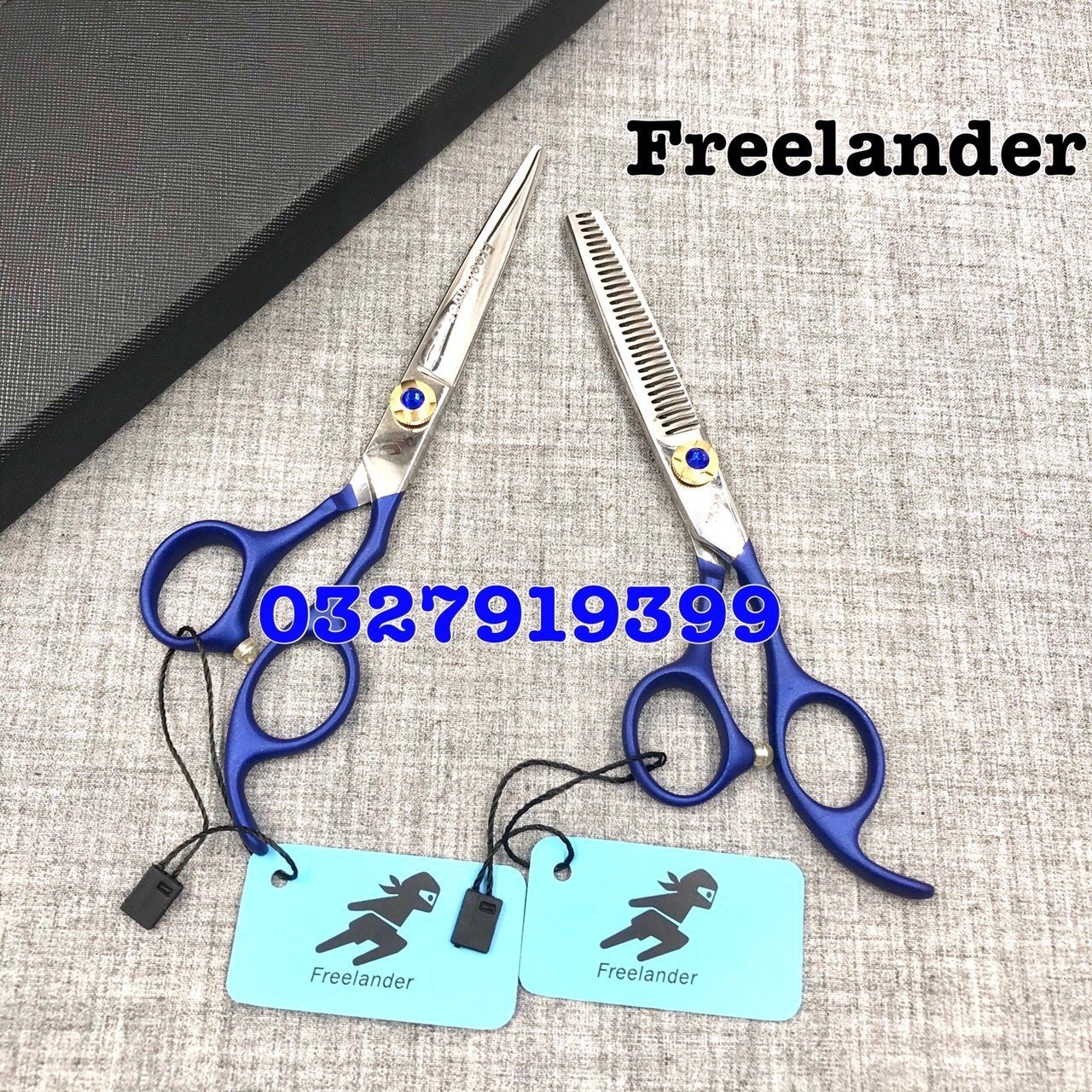 Kéo cắt tóc cao cấp Freelander 6.0 in ( xanh )