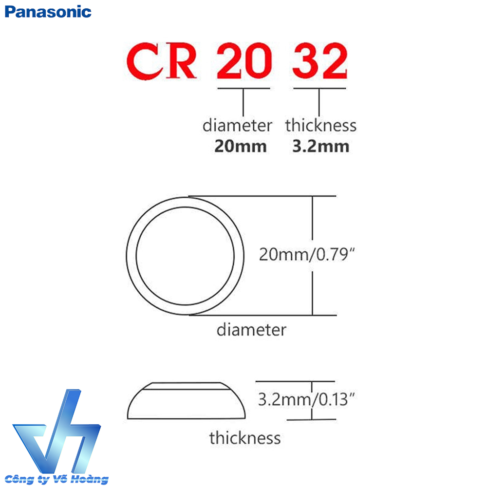 1 pin Panasonic CR2032 Lithium 3V - Pin nút / Pin CMOS