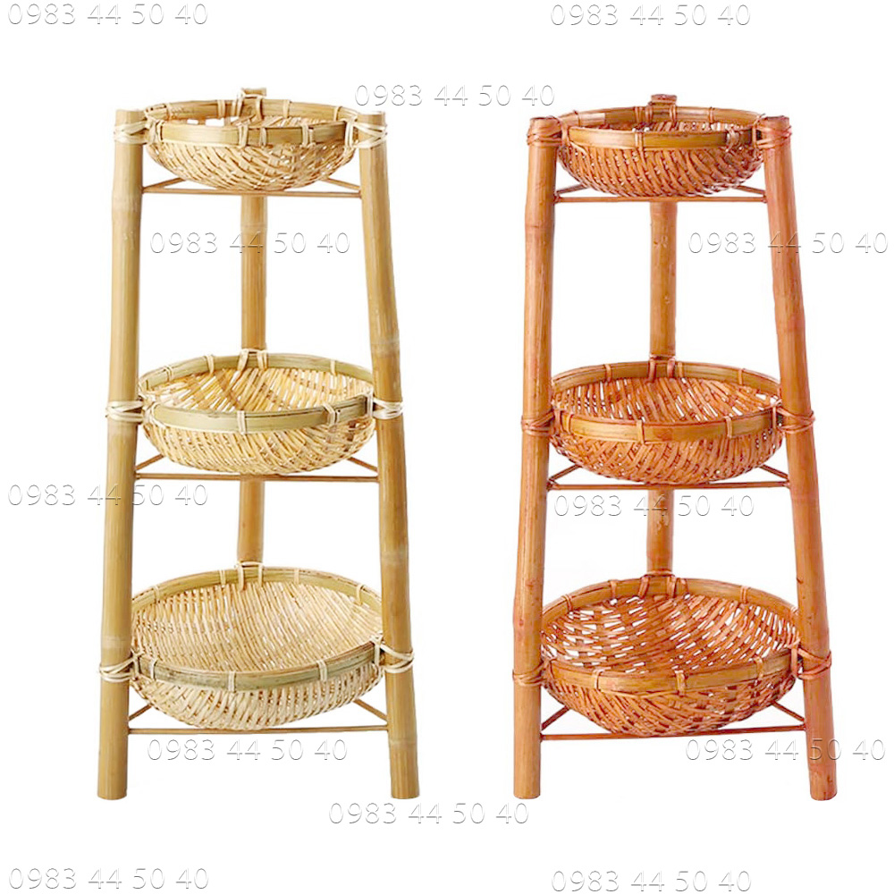 Rổ rá tre 3 tầng trang trí đồ ăn