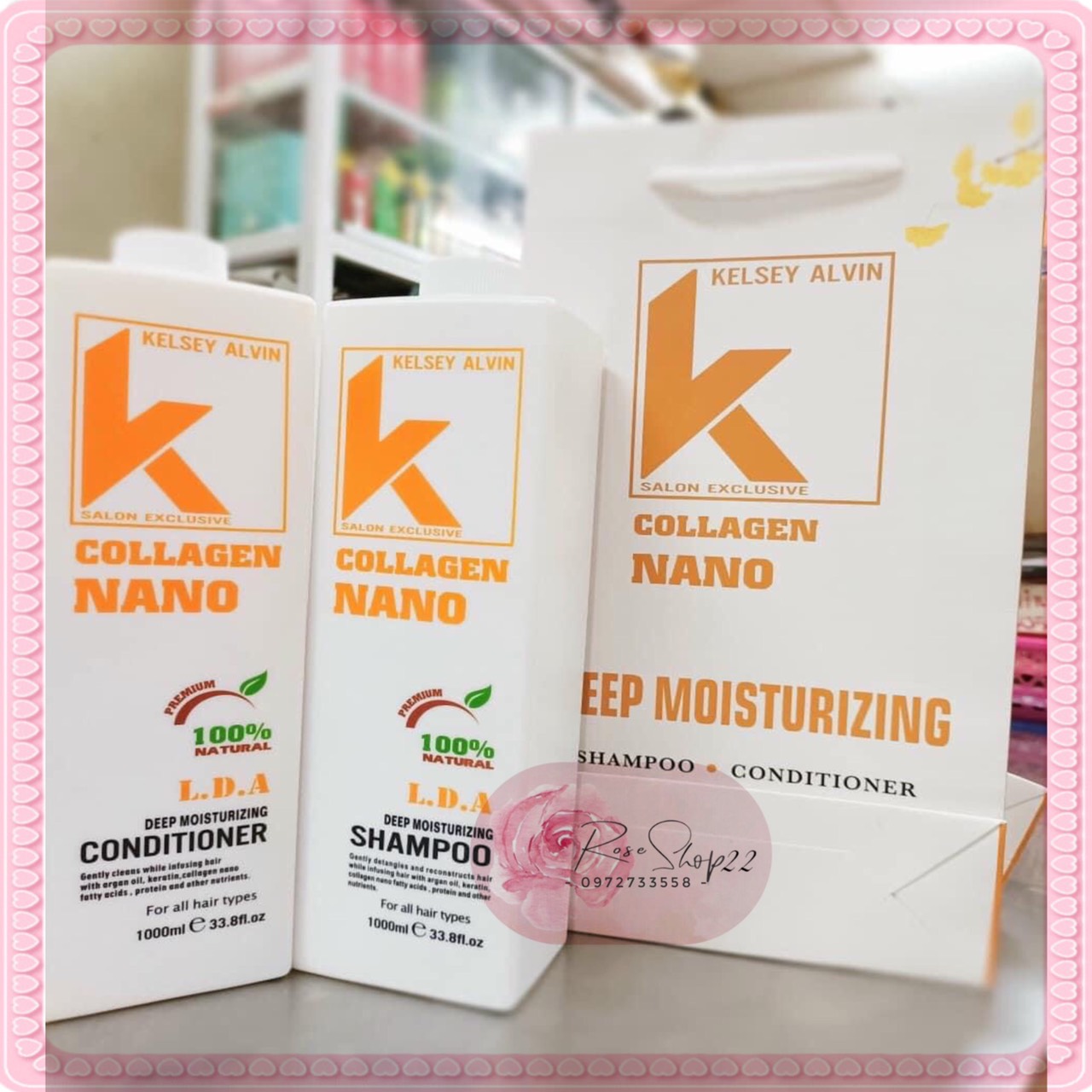 Dầu Gội xả hương nước hoa Kelsey Alvin Collagen Nano 1000ml